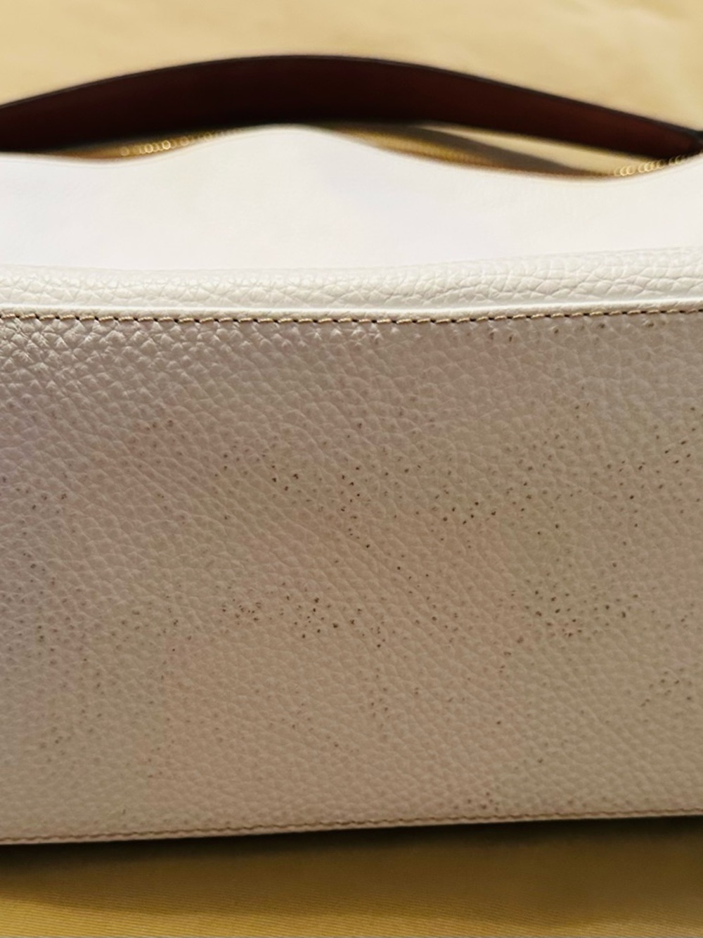 Dooney & Bourke East to West Sac White Leather Shoulder Bag with Brown Trim - Picture 5 of 12